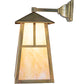 Meyda Lighting Stillwater 8" Vintage Brass "T" Mission Wall Sconce With Beige Iridescent Shade Glass