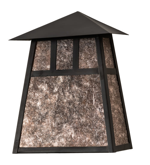 Meyda Lighting Stillwater 9" 2-Light Craftsman Brown Double Bar Mission Wall Sconce With Silver Mica Shade Glass