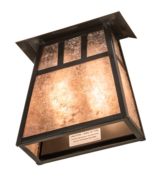Meyda Lighting Stillwater 9" 2-Light Craftsman Brown Double Bar Mission Wall Sconce With Silver Mica Shade Glass