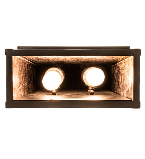 Meyda Lighting Stillwater 9" 2-Light Craftsman Brown Double Bar Mission Wall Sconce With Silver Mica Shade Glass