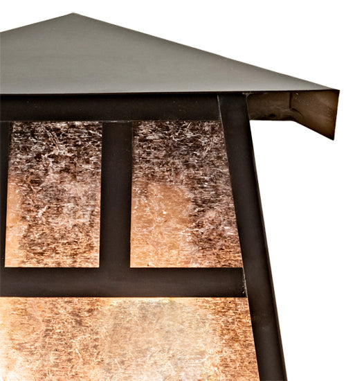 Meyda Lighting Stillwater 9" 2-Light Craftsman Brown Double Bar Mission Wall Sconce With Silver Mica Shade Glass