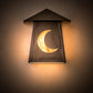 Meyda Lighting Stillwater 9" Antique Brass Crescent Moon Wall Sconce With Travertine Idalight Shade Glass