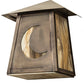 Meyda Lighting Stillwater 9" Antique Brass Crescent Moon Wall Sconce With Travertine Idalight Shade Glass