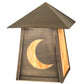 Meyda Lighting Stillwater 9" Antique Brass Crescent Moon Wall Sconce With Travertine Idalight Shade Glass