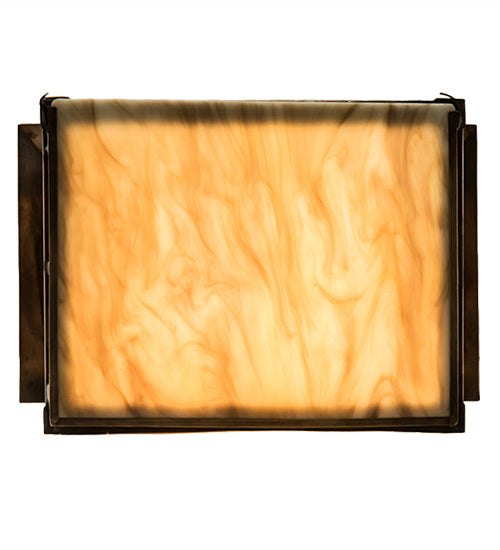 Meyda Lighting Stillwater 9" Antique Brass Crescent Moon Wall Sconce With Travertine Idalight Shade Glass