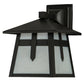 Meyda Lighting Stillwater 9" Craftsman Brown Cross Mission Solid Mount Wall Sconce With White Opal Art Shade Glass