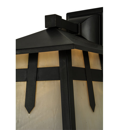 Meyda Lighting Stillwater 9" Craftsman Brown Cross Mission Solid Mount Wall Sconce With White Opal Art Shade Glass