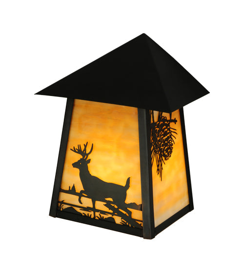 Meyda Lighting Stillwater 9" Craftsman Brown Custom Wall Sconce With Beige Shade Glass