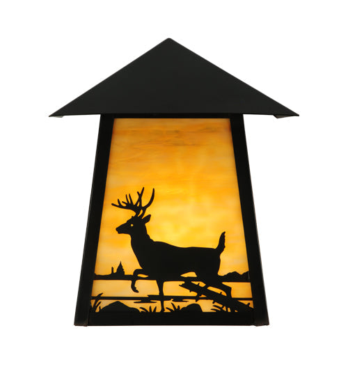 Meyda Lighting Stillwater 9" Craftsman Brown Custom Wall Sconce With Beige Shade Glass