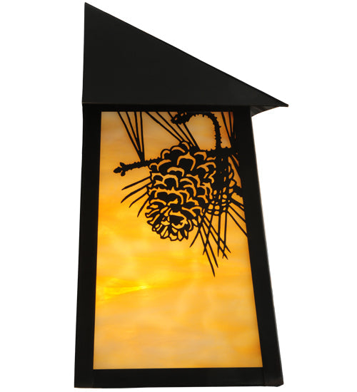 Meyda Lighting Stillwater 9" Craftsman Brown Custom Wall Sconce With Beige Shade Glass