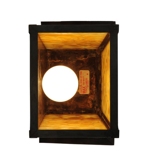 Meyda Lighting Stillwater 9" Craftsman Brown Custom Wall Sconce With Beige Shade Glass