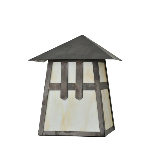 Meyda Lighting Stillwater 9" Craftsman Brown Double Cross Mission Wall Sconce With Beige Art Shade Glass