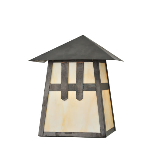 Meyda Lighting Stillwater 9" Craftsman Brown Double Cross Mission Wall Sconce With Beige Art Shade Glass