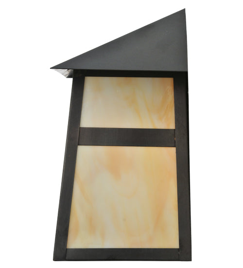 Meyda Lighting Stillwater 9" Craftsman Brown Double Cross Mission Wall Sconce With Beige Art Shade Glass