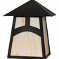 Meyda Lighting Stillwater 9" Craftsman Brown Hill Top Wall Sconce With Beige Art Shade Glass