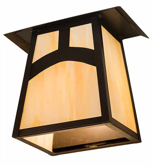 Meyda Lighting Stillwater 9" Craftsman Brown Hill Top Wall Sconce With Beige Art Shade Glass