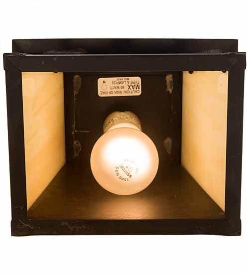 Meyda Lighting Stillwater 9" Craftsman Brown Hill Top Wall Sconce With Beige Art Shade Glass