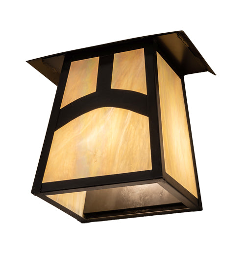 Meyda Lighting Stillwater 9" Craftsman Brown Hill Top Wall Sconce With Beige Iridescent Shade Glass