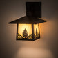 Meyda Lighting Stillwater 9" Craftsman Brown Mountain Pine Wall Sconce With Beige Iridescent Shade Glass