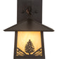 Meyda Lighting Stillwater 9" Craftsman Brown Mountain Pine Wall Sconce With Beige Iridescent Shade Glass