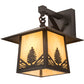 Meyda Lighting Stillwater 9" Craftsman Brown Mountain Pine Wall Sconce With Beige Iridescent Shade Glass