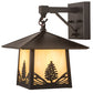 Meyda Lighting Stillwater 9" Craftsman Brown Mountain Pine Wall Sconce With Beige Iridescent Shade Glass