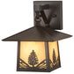 Meyda Lighting Stillwater 9" Craftsman Brown Mountain Pine Wall Sconce With Beige Iridescent Shade Glass