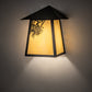 Meyda Lighting Stillwater 9" Craftsman Brown Pine Cone Wall Sconce With Beige Art Shade Glass