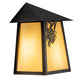 Meyda Lighting Stillwater 9" Craftsman Brown Pine Cone Wall Sconce With Beige Art Shade Glass