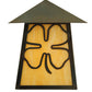 Meyda Lighting Stillwater 9" Craftsman Brown Shamrock Wall Sconce With Beige Art Shade Glass