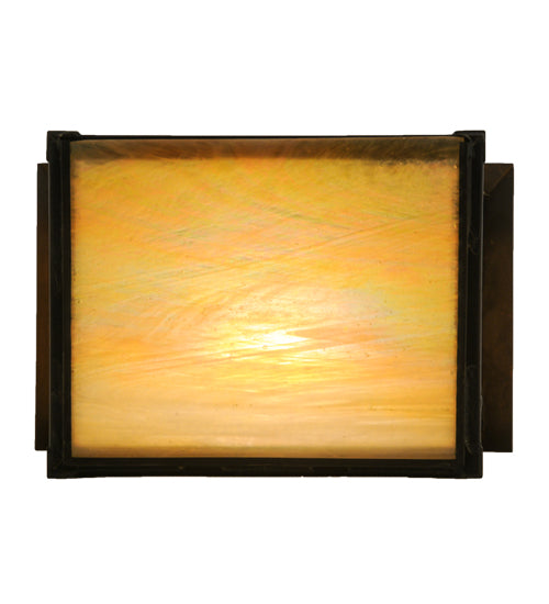 Meyda Lighting Stillwater 9" Craftsman Brown Song Bird Wall Sconce With Beige Irridescent Shade Glass