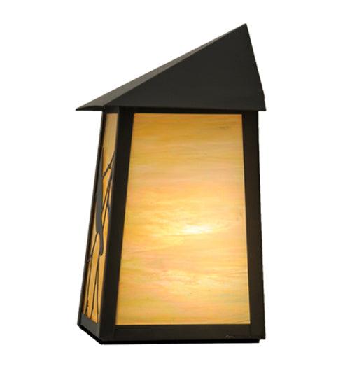 Meyda Lighting Stillwater 9" Craftsman Brown Song Bird Wall Sconce With Beige Irridescent Shade Glass