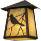 Meyda Lighting Stillwater 9" Craftsman Brown Song Bird Wall Sconce With Beige Irridescent Shade Glass