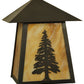 Meyda Lighting Stillwater 9" Craftsman Brown Tall Pine Wall Sconce With Beige Art Shade Glass