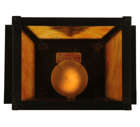 Meyda Lighting Stillwater 9" Craftsman Brown Tall Pine Wall Sconce With Beige Art Shade Glass