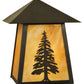 Meyda Lighting Stillwater 9" Craftsman Brown Tall Pine Wall Sconce With Beige Art Shade Glass