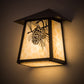 Meyda Lighting Stillwater 9" Craftsman Brown Winter Pine Wall Sconce With Beige Art Shade Glass