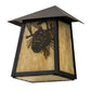Meyda Lighting Stillwater 9" Craftsman Brown Winter Pine Wall Sconce With Beige Art Shade Glass