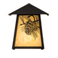 Meyda Lighting Stillwater 9" Craftsman Brown Winter Pine Wall Sconce With Beige Art Shade Glass