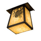 Meyda Lighting Stillwater 9" Craftsman Brown Winter Pine Wall Sconce With Beige Art Shade Glass