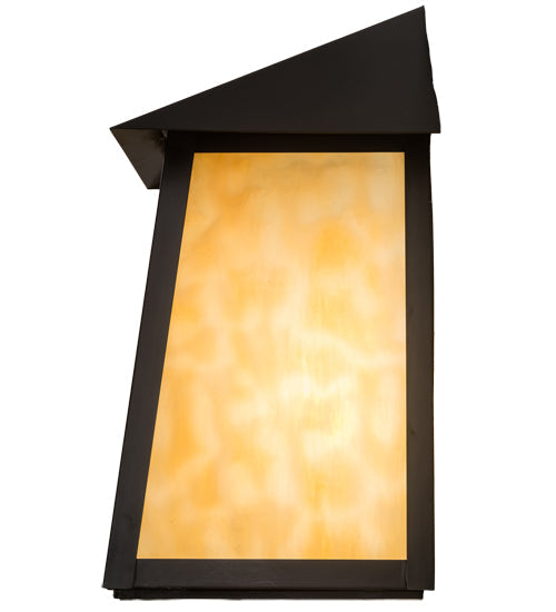 Meyda Lighting Stillwater 9" Craftsman Brown Winter Pine Wall Sconce With Beige Art Shade Glass