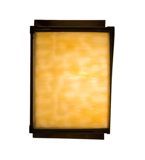 Meyda Lighting Stillwater 9" Craftsman Brown Winter Pine Wall Sconce With Beige Art Shade Glass