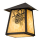 Meyda Lighting Stillwater 9" Craftsman Brown Winter Pine Wall Sconce With Beige Art Shade Glass