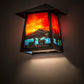 Meyda Lighting Stillwater 9" Craftsman Brown With Highlights Deer Lodge Wall Sconce With Orange & Blue Shade Glass