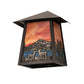 Meyda Lighting Stillwater 9" Craftsman Brown With Highlights Deer Lodge Wall Sconce With Orange & Blue Shade Glass