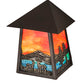 Meyda Lighting Stillwater 9" Craftsman Brown With Highlights Deer Lodge Wall Sconce With Orange & Blue Shade Glass