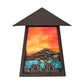 Meyda Lighting Stillwater 9" Craftsman Brown With Highlights Deer Lodge Wall Sconce With Orange & Blue Shade Glass