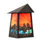 Meyda Lighting Stillwater 9" Craftsman Brown With Highlights Deer Lodge Wall Sconce With Orange & Blue Shade Glass