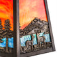 Meyda Lighting Stillwater 9" Craftsman Brown With Highlights Deer Lodge Wall Sconce With Orange & Blue Shade Glass
