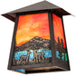 Meyda Lighting Stillwater 9" Craftsman Brown With Highlights Deer Lodge Wall Sconce With Orange & Blue Shade Glass